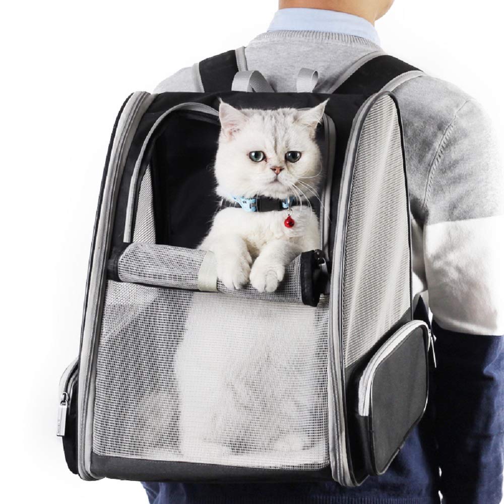 Texsens Bubble Pet Carrier Backpack for Cats & Dogs – Black