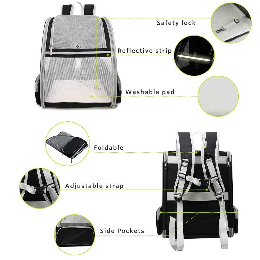 Texsens Bubble Pet Carrier Backpack for Cats & Dogs – Black