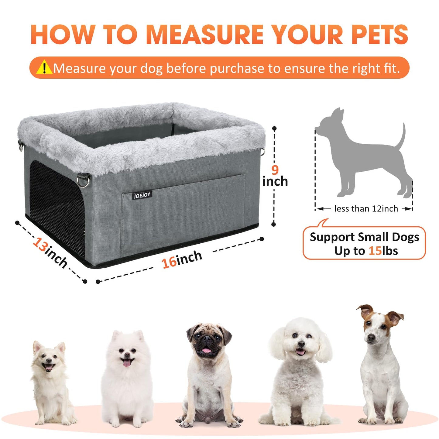 JOEJOY Deluxe Dog Booster Seat for Small Dogs