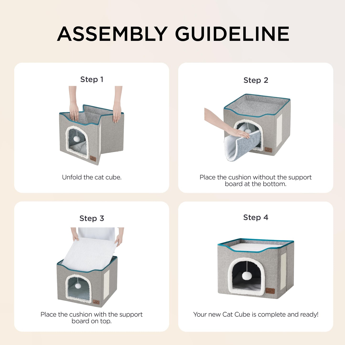 Bedsure Cat Bed Cave for Indoor Cats – Grey