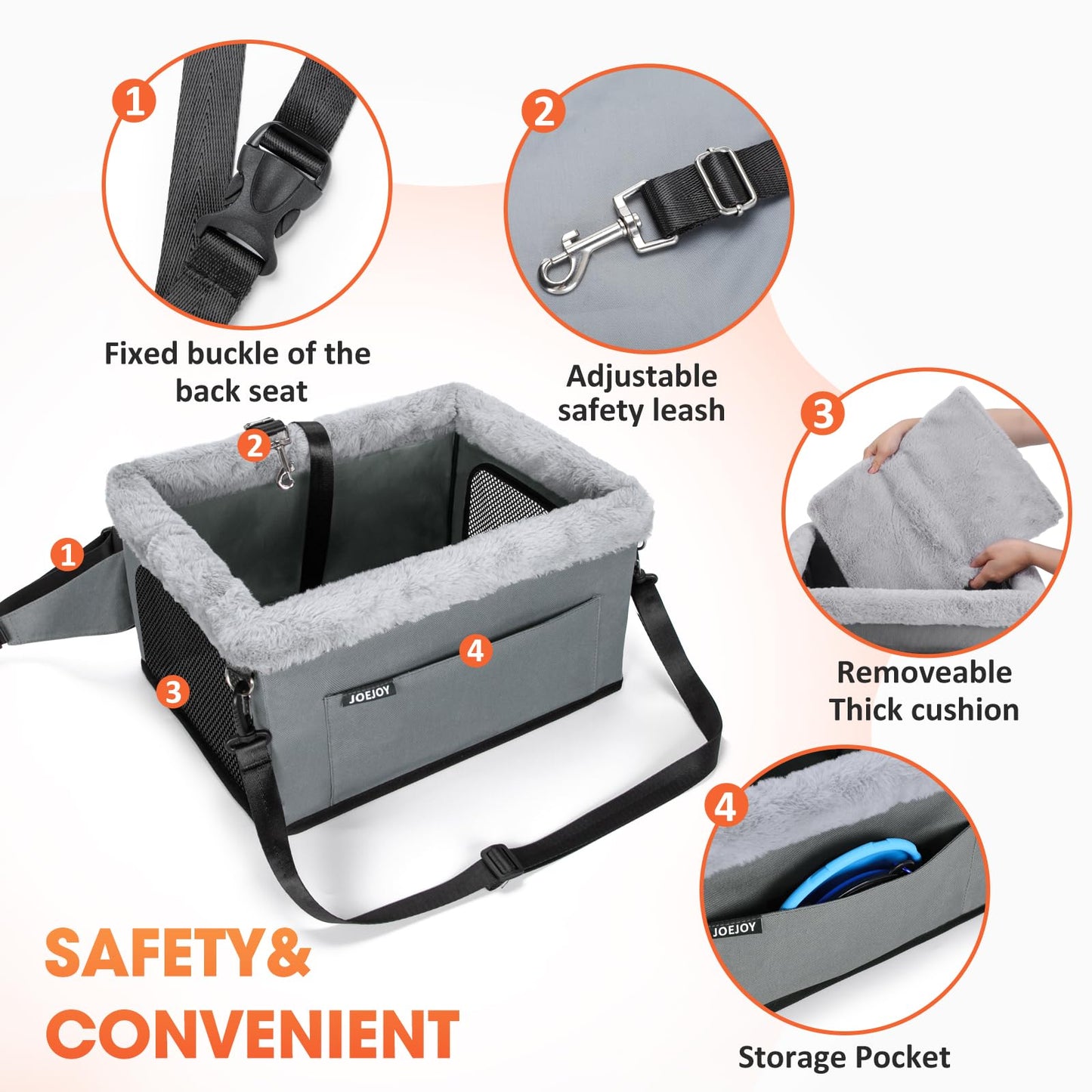 JOEJOY Deluxe Dog Booster Seat for Small Dogs