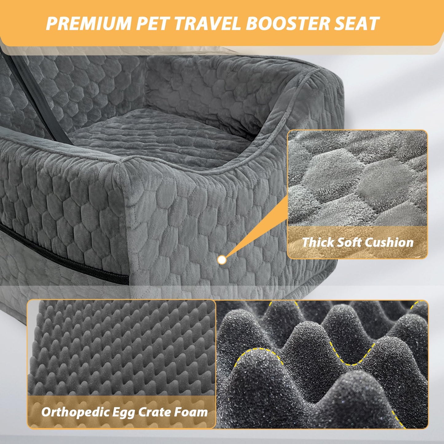 Dog Booster Car Seat for Small & Medium Dogs – Gray
