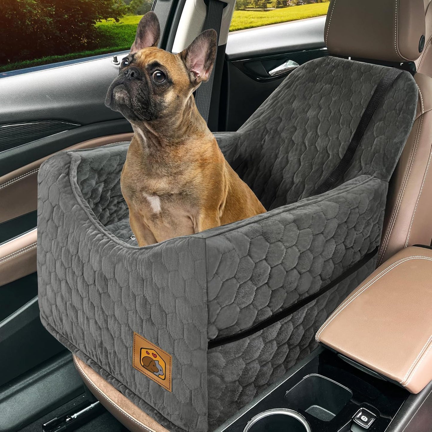 Dog Booster Car Seat for Small & Medium Dogs – Gray