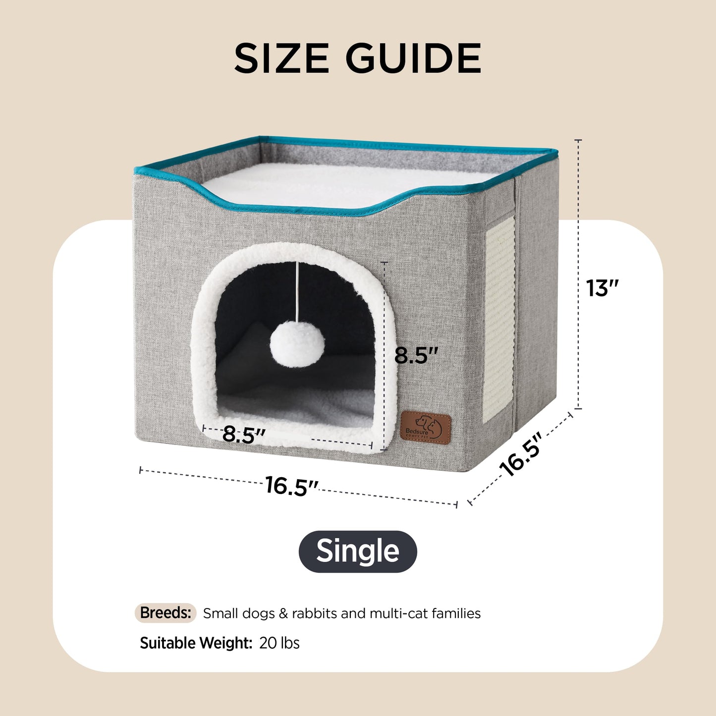 Bedsure Cat Bed Cave for Indoor Cats – Grey