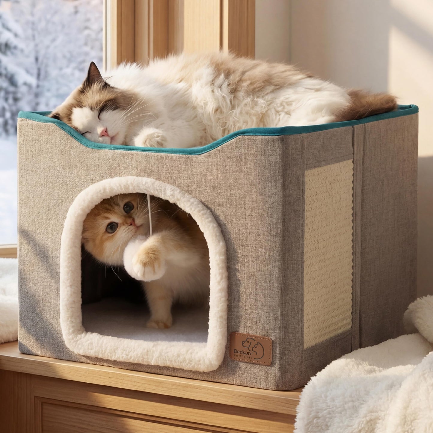 Bedsure Cat Bed Cave for Indoor Cats – Grey