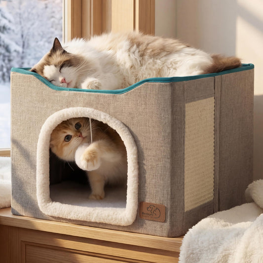Bedsure Cat Bed Cave for Indoor Cats – Grey
